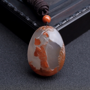 冰飘料南红美女吊坠