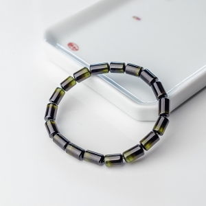 双色碧玺桶珠单圈手串