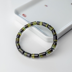 双色碧玺桶珠单圈手串