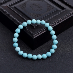 7.5mm中高瓷铁线蓝绿松石手串