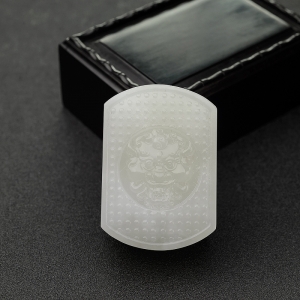 青海料白玉山料瑞兽皮带扣