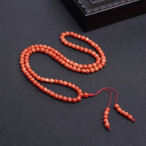 5mmMOMO橘色珊瑚108佛珠