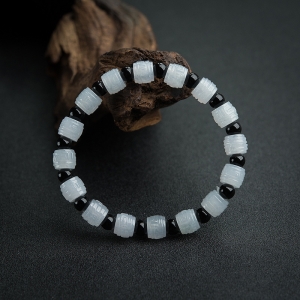 糯种翡翠桶珠单圈手串