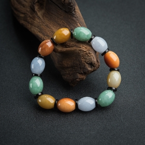 糯种福禄寿翡翠米珠单圈手串