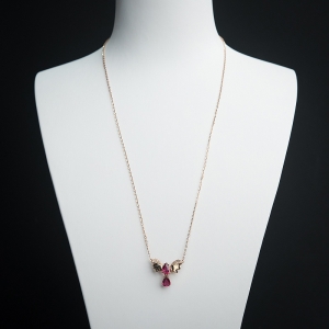 18K金镶钻卢比莱色碧玺锁骨链