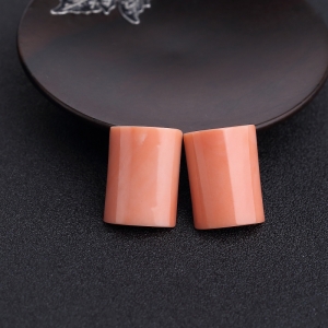 MOMO橘色珊瑚戒面（两件）