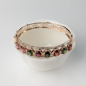 58mm18K金镶钻多色碧玺手镯