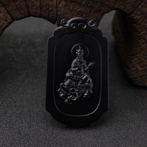 新疆和田墨玉山料普贤菩萨吊坠