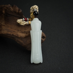 俄料白玉山料佛头吊坠