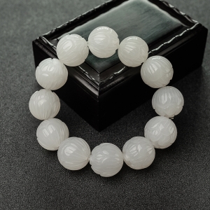 18mm俄料白玉山料莲花珠单圈手串