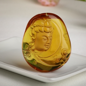 金红珀观音吊坠