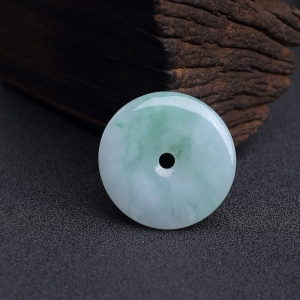 糯种飘翠翡翠平安扣吊坠