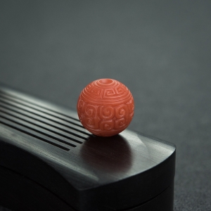 17.5mm柿子红南红回纹珠