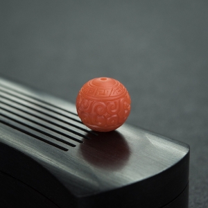 14.5mm柿子红南红回纹珠