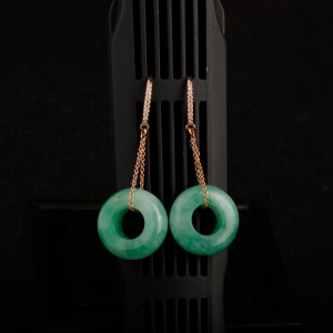 糯种阳绿翡翠平安扣耳坠