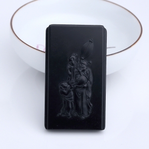 新疆和田墨玉山料曹国舅吊坠