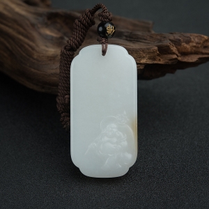俄料白玉山料佛吊坠