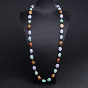 糯种福禄寿翡翠花生珠项链