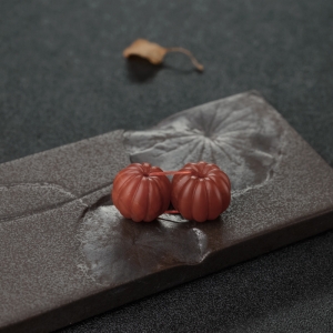 柿子红南红南瓜珠（两件）