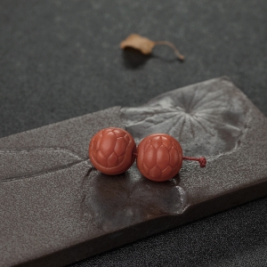 柿子红南红双面富甲珠（两件）