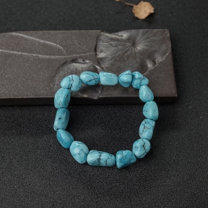 中高瓷铁线蓝绿松石随形单圈手串