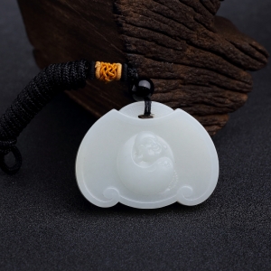 俄料白玉山料如意锁吊坠