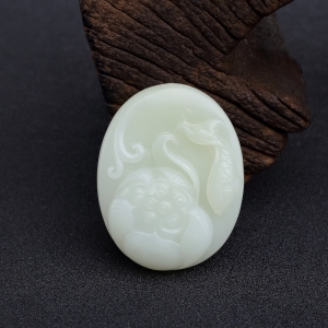 俄料青白玉山料连年有余吊坠