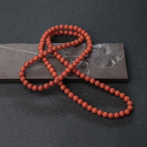7mm柿子红南红珠链