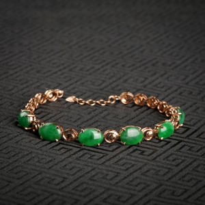 18k金镶糯种翠绿翡翠手链