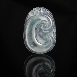 冰种飘花翡翠如意吊坠