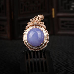 18K糯种紫罗兰翡翠吊坠