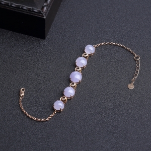 18K金镶钻糯种紫罗兰翡翠手链