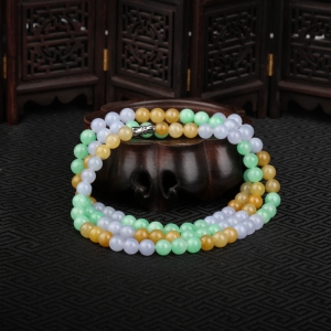 7.3mm糯种福禄寿翡翠项链