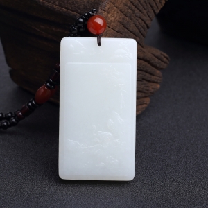 山料和田白玉山水意境牌吊坠