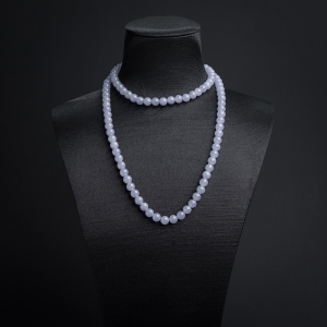 7mm糯种浅紫色翡翠项链