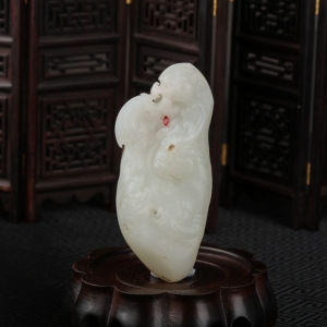 籽料和田白玉貔貅手把件