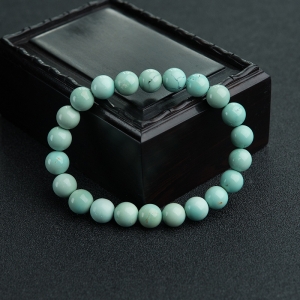 8mm中高瓷铁线蓝绿绿松石单圈手串