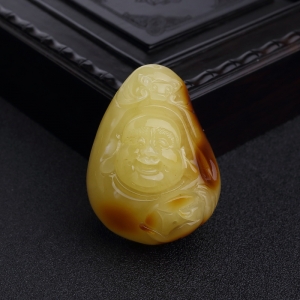 鸡油黄蜜蜡佛吊坠