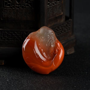 冰飘南红老子吊坠