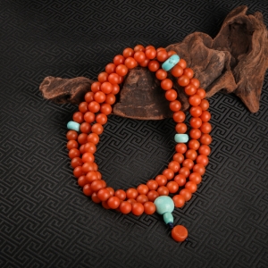 柿子红南红108佛珠