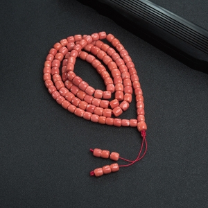 MOMO橘色珊瑚桶珠108佛珠