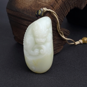 山料和田白玉貔貅手把件