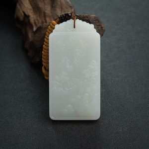 山料和田白玉山水意境牌吊坠