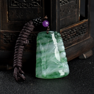 糯种飘花翡翠节节高升吊坠