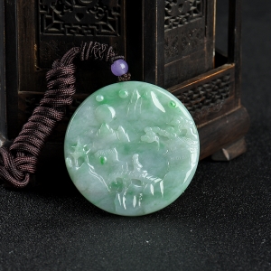 糯种飘翠翡翠山水图吊坠