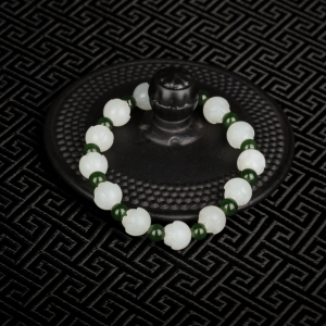 山料和田白玉莲花手链