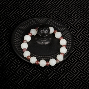 山料和田白玉莲花手链