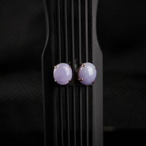 18K糯种浅紫翡翠耳钉