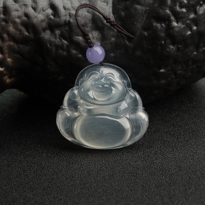 冰种浅绿翡翠弥勒佛吊坠