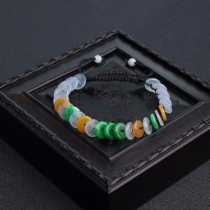 糯冰种福禄寿翡翠平安扣单圈手串